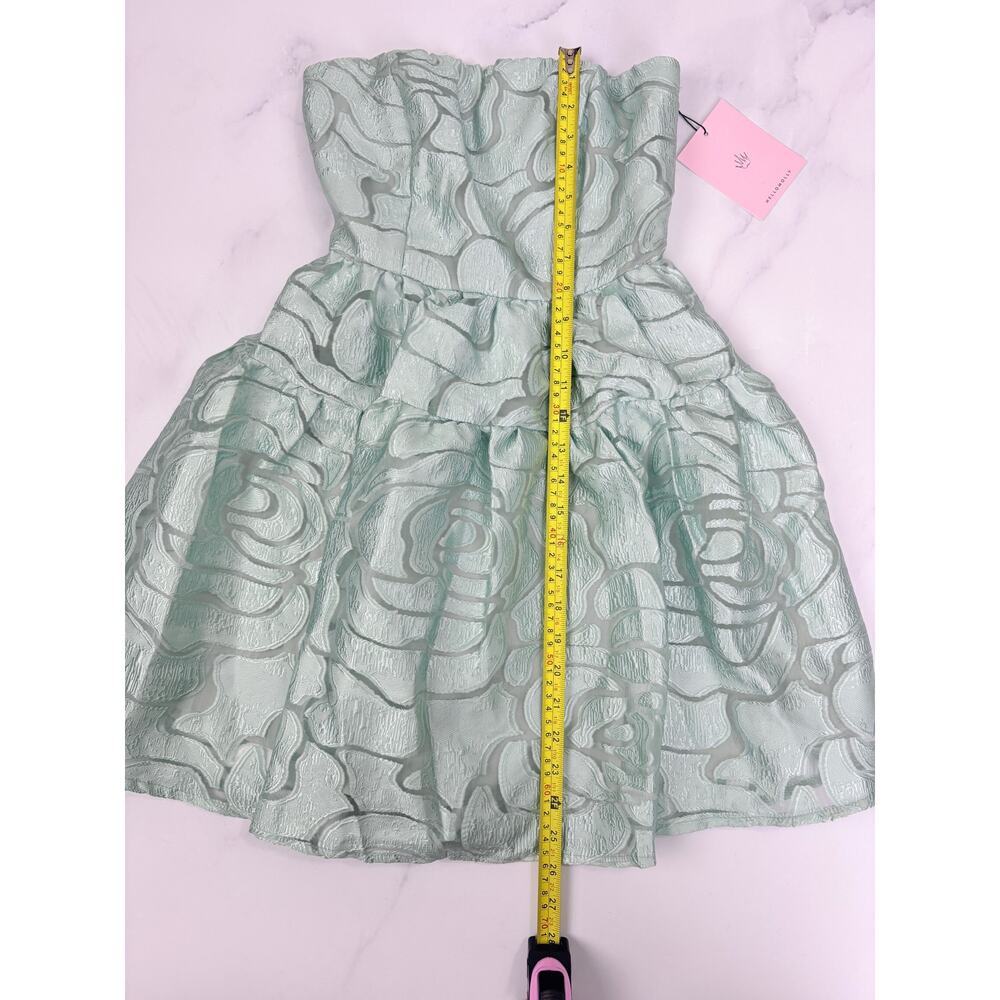 Hello Molly Sage Green Jacquard Strapless Mini Dress XS NWT Party Occasion - Picture 13 of 14